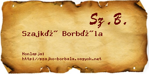 Szajkó Borbála névjegykártya